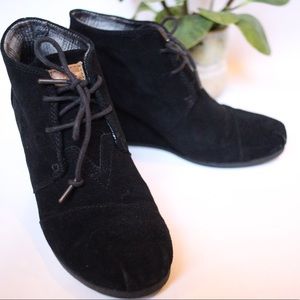 Toms Black Wedge Booties